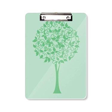 Imagem de Prancheta verde redonda folhas de árvore flor pasta, bloco de escrita A4