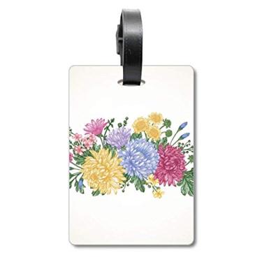 Imagem de Chrysanthemum Greenery Plant Flower Suitcase Bag Tag Luggage Card Hanging Scutcheon Label
