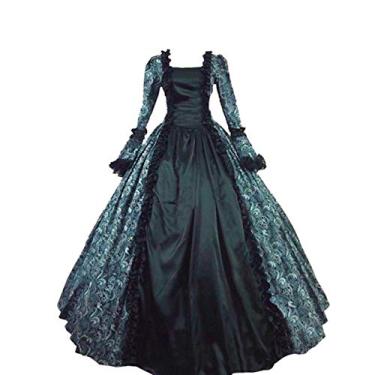 Imagem de Vestido de baile feminino rococó, vestido de baile gótico vitoriano do século 18, Cinza, XP