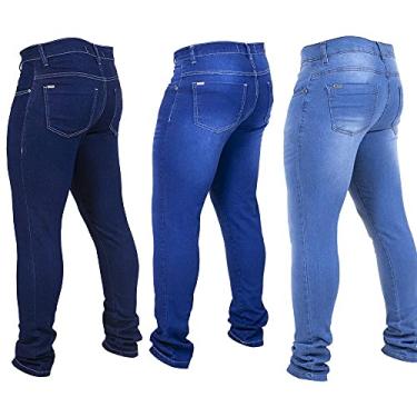 Imagem de Kit 3 Calças Jeans Masculina Skinny Moderna Marinho/Escura/Media