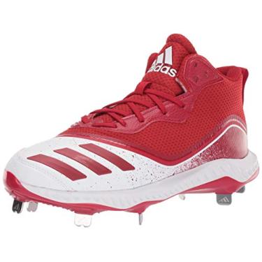 Imagem de adidas Tênis de beisebol masculino Icon V Bounce Mid, Ftwr branco/vermelho potente/vermelho (Power Red), 14