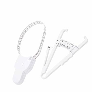 Imagem de Testador de Paquímetro de Gordura da Pele, Fita Métrica Corporal Tipo Prensa Clipe Resultados Precisos Branco para Fitness