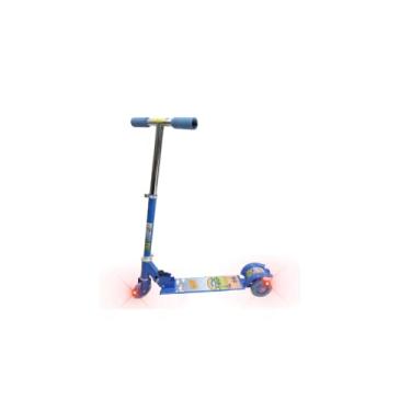 Imagem de Patinete Infantil 3 Rodas Dobrável Com Luzes Menino Menina (Azul)