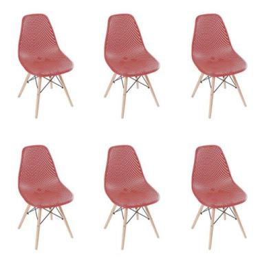 Imagem de Kit 6 Cadeiras Eames Design Colméia Eloisa Vinho - Homelandia