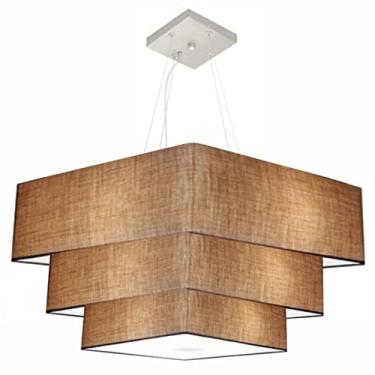 Imagem de Lustre Pendente Triplo Quadrado Cúpula 30/80x70x60 cm, Vivare Iluminação, Pendente4165/LPLPLP, Palha, Gigante
