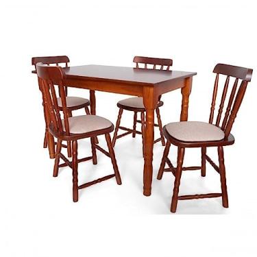 Imagem de Conjunto Mesa com 4 Cadeiras Madeira Maciça Dalas Ecomóveis Imbuia