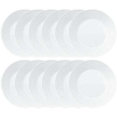 Imagem de Conjunto de Pratos Rasos Duralex Saturno em Vidro 26 cm Branco – 12 Peças