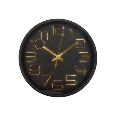 Imagem de Relógio de Parede Redondo 24x4cm Preto N239585-4 - Quanhe