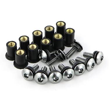 Imagem de Porca de roda 10 pçs/conjunto kit motocicleta M5 15mm porcas métrico de borracha poço pára-brisas carenagem capô alumínio anodizado parafusos para motos tampas de porca de roda (cor: azul)