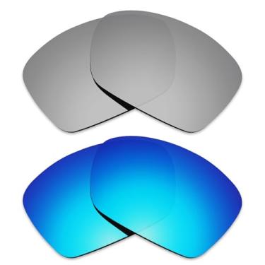 Imagem de Alphax 2 pares de lentes polarizadas de substituição para óculos de sol Costa Del Mar Galveston 06S9073 - Titânio + Azul