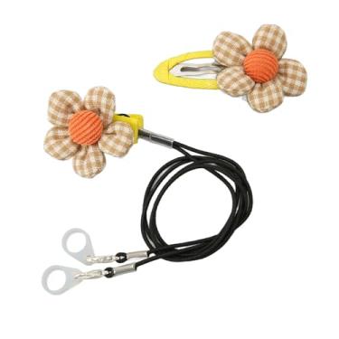 Imagem de Corda do Clipe do Amplificador de Som, Suporte de Clipe de Auxílio de Som Xadrez Amarelo Segurança Protetora Elegante Portátil para Esportes para Idosos (Binaural)