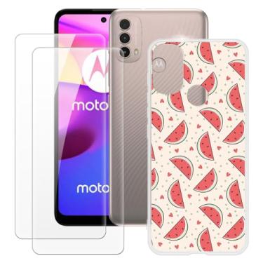 Imagem de MILEGOO Capa para Motorola Moto E40 + 2 peças protetoras de tela de vidro temperado, à prova de choque, capa de TPU de silicone macio para Motorola Moto E30 (6,5 polegadas)