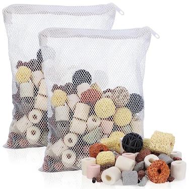 Imagem de Segarty Meio filtrante, 12 em 1 bio mídia para aquário filtro de reservatório anéis de cerâmica bolas biológicas de carbono ativado meios de filtro biológico marinho de água doce para tanques de peixes Koi (1 kg com saco de malha)