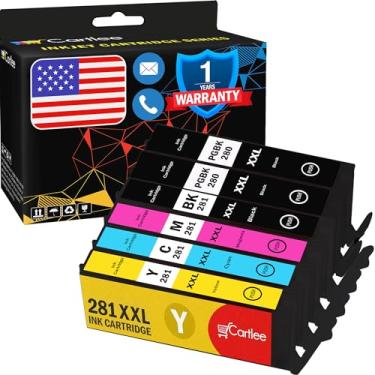 Imagem de Cartlee 6 cartuchos de tinta de substituição compatíveis para PGI-280XXL CLI-281XXL 280 XXL 281XXL para Canon Pixma TS8100 TS8120 TS8200 TS8222 TS8220 TS8300 TS8320 TS9100 TS8322 TS9120 Pr. inters