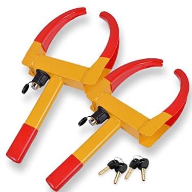 Imagem de VaygWay Trava de roda para braçadeira de pneu - 2 pacotes de metal estabilizador de bota - anti-roubo trava de calço de roda de reboque de carro roda - garra de segurança de viagem auto - campismo, carro, van, caminhão, SUV