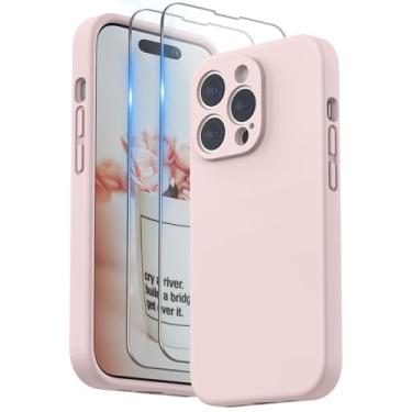 Imagem de SURPHY Capa de silicone para iPhone 14 Pro de 6,1 polegadas (2022), com proteção de câmera, cor rosa claro ou escuro