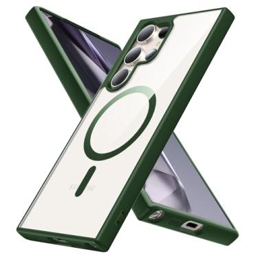 Imagem de YSLBWLE Capa magnética para Galaxy S23 Ultra, [compatível com Magsafe], [proteção contra quedas de grau militar de 3 metros] Capa protetora fina translúcida fosca, TPU + PC, capa protetora de luxo