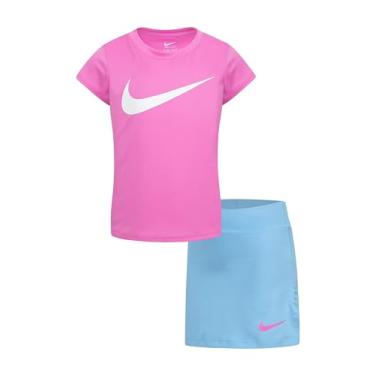 Imagem de Nike Conjunto de 2 peças de camiseta e scooter Swoosh Dri Fit para meninas pequenas, B (36l974-bjb)/P, 6 Anos