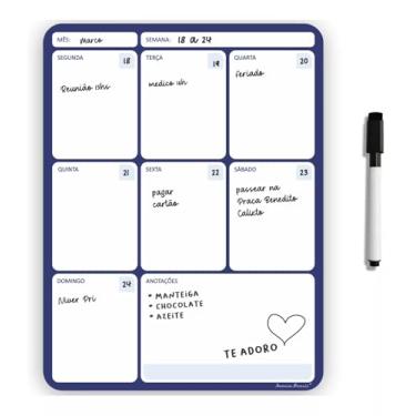 Imagem de Imã De Geladeira Porta Recados Anotações Planner Com Caneta