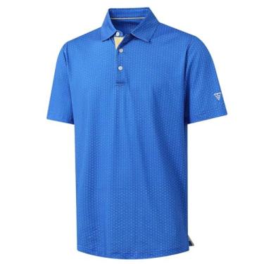 Imagem de M MAELREG Camisa polo masculina de golfe de manga curta com estampa de ajuste seco e absorção de umidade, Peixe-espada azul, XXG