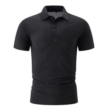 Imagem de Camisetas masculinas masculinas manga curta gola tartaruga verão outono 2024 Y2K, H-29 Preto, XG