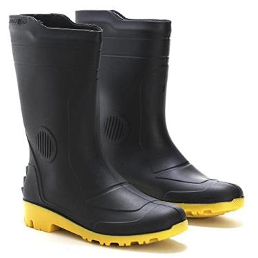 Imagem de Bota de Chuva Galocha Pvc Cano Médio Pega Forte Grendene Solado Amarelo (Preto/Amarelo, BR, Adulto, Numérico, 38)