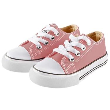 Imagem de Mvlsoct Tênis infantil de lona com cadarço para meninos e meninas, rosa, 19