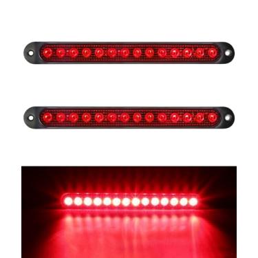 Imagem de Partsam 2 barras de luz de reboque de LED de 25,4 cm, luzes traseiras de freio, base de liga de alumínio, lente vermelha, 14 LEDs 12 V, IP67, à prova d'água, selada, montagem em superfície selada