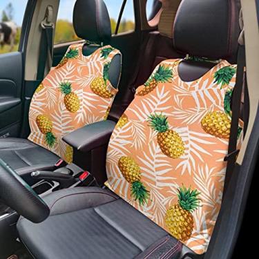 Imagem de GOSTONG Conjunto de 2 coletes de capa de assento de carro com estampa de abacaxi e acessórios automotivos protetores almofadados universais para a maioria dos carros
