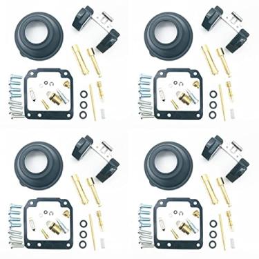 Imagem de 4 conjuntos de kit de reparo de carburador para YM XJR400 1993-1999 vedação de câmara diafragma vácuo parafuso mistura de ar peças de reconstrução válvula flutuante
