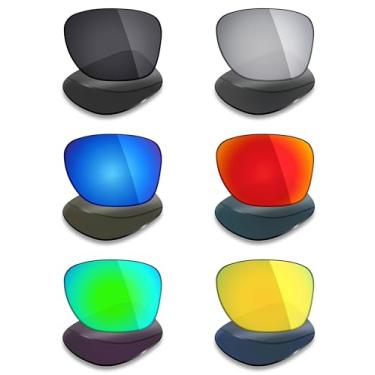 Imagem de Mryok 6 pares de lentes polarizadas de substituição para óculos de sol Oakley Latch SQ Asian Fit (AF) - Stealth Black/Fire Red/Ice Blue/Silver Titanium/Emerald Green) 24K Gold