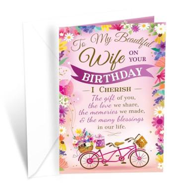 Imagem de Prime Greetings Cartão de aniversário religioso para esposa, feito nos EUA, ecológico, cartolina grossa com envelope premium 12,7 cm x 19,7 cm, embalado em envelope protetor