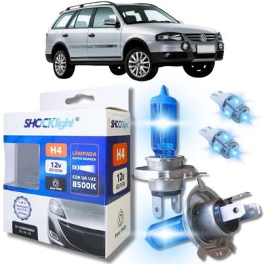 Imagem de Kit par lâmpadas super branca conector h4 8500k shocklight + par leds 