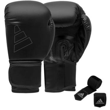 Imagem de Kit Luva de Boxe Adidas Hybrid 80 Black e Bandagem-Unissex