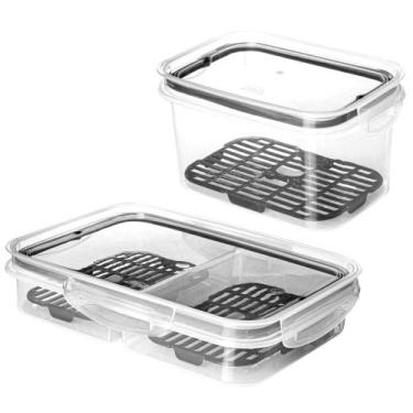 Imagem de Kit 2 Potes Hermético 1L e 1.2L p/ Micro-ondas e Congelador - Plasútil