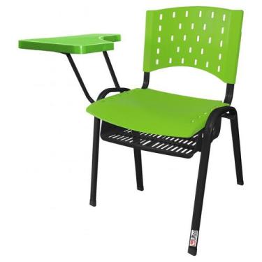 Imagem de Cadeira Universitária Plástica Verde com Porta Livros Plástico Pranche