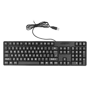 Imagem de Teclado Com Letras Grandes Com Fio, Teclado de Computador Com Letras Grandes para Idosos 104 Teclas Plug and Play de Caracteres Grandes Teclado USB ABS Teclado Com Fio