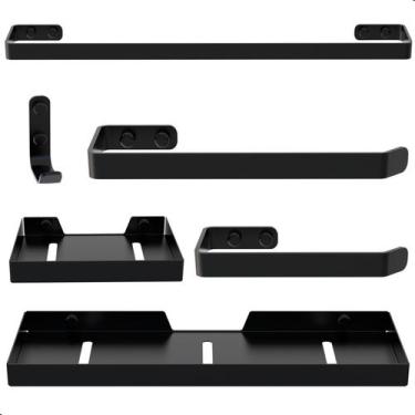 Imagem de Kit de Acessórios Para Banheiro Preto Fosco 6 Peças FS - FassinShop