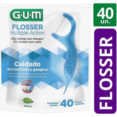 Imagem de Flosser Fio Dental com Haste GUM AZUL 40 Unidades - Sunstar