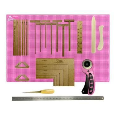 Imagem de Base Para Corte Grande 90x60 Kit Cartonagem Gabarito Régua Inox 60 Cor