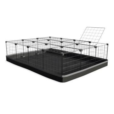 Imagem de Cercado 90x120x30 Cm Branco com Teto Bandeja Higiênica Nylon Cinza - I