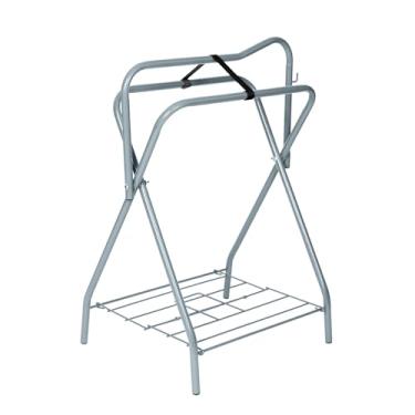 Imagem de Harrison Howard Suporte de sela independente de tamanho completo portátil para cavalos com tecido de suporte para evitar possíveis deslizamentos, sela segura prata