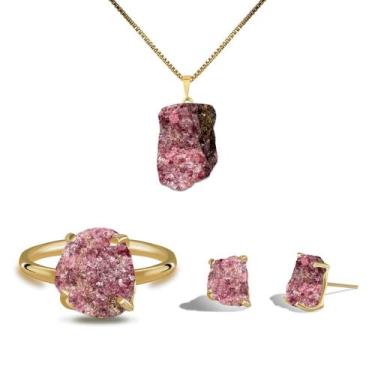 Imagem de Conjunto Natura Rodonita - Cristal Natural, Prata 925