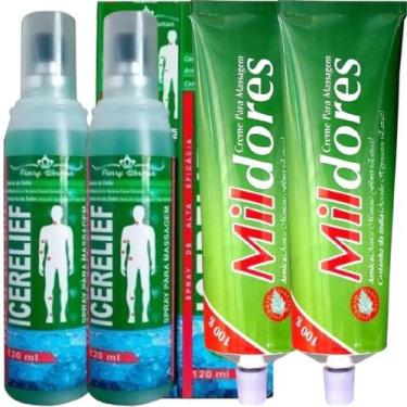 Imagem de Kit 2 Spray Para Massagem Icerelief + 2 Pomada Massageadora Mil Dores 