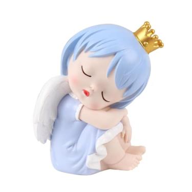 Imagem de UxicRuya Anjo Bonito Cofrinho Figura Decorativa Pensador Escultura para Decoração Do Quarto Lembranças Presente de Aniversário Prateleira Ornamento, Grande Azul, Tamanho real