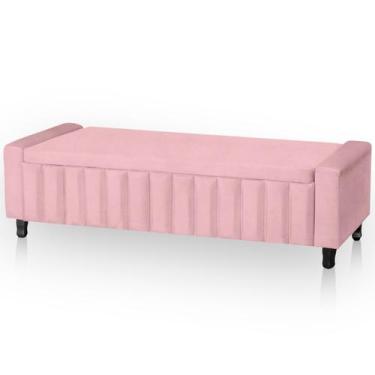 Imagem de Calçadeira Baú Casal King Size Estofada Alicia Veludo - Bem Rylex, ros