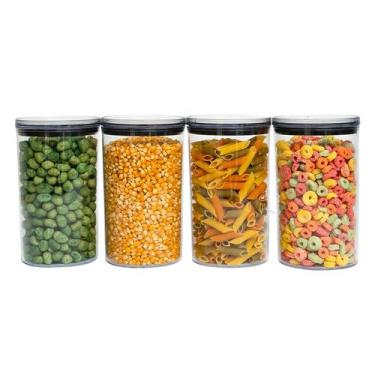 Imagem de Kit 4 potes de acrílico 1,2L com tampa herméticos redondos - Tüd - TUD