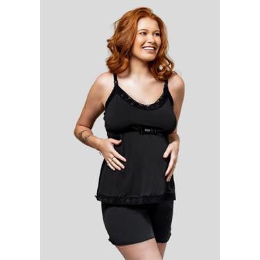 Imagem de Baby Doll Amamentação WLS Modas Liso Romantic Feminino Básico Gestante