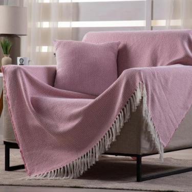 Imagem de Manta Decorativa Para Sofá Boho Hebrom Rosa - FASTLAR, 140x150cm