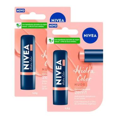 Imagem de Kit 2 Hidratante Labial Nivea Hidra Color 2 em 1 Nude 4,8g